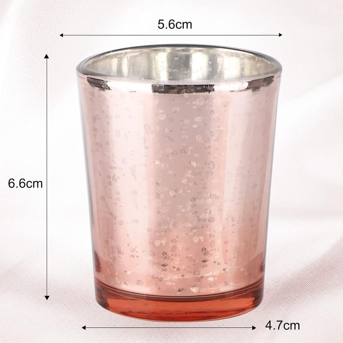 12 Szklanych Świeczników Tealight LALAGO Różowe Złoto Dekoracja