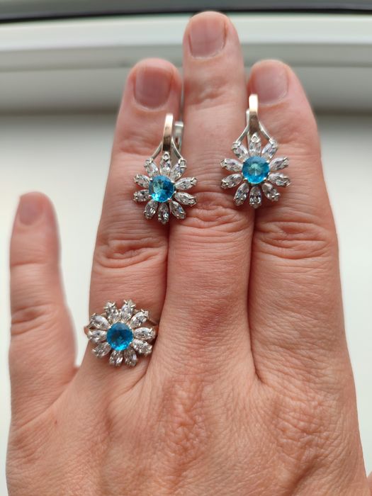 Срібний набір  925 проба із позолотою