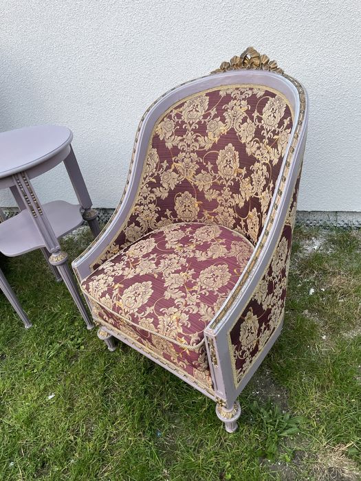 Komplet mebli Ludwik XIV XV, Kanapa, stolik, fotele, krzesła, stół