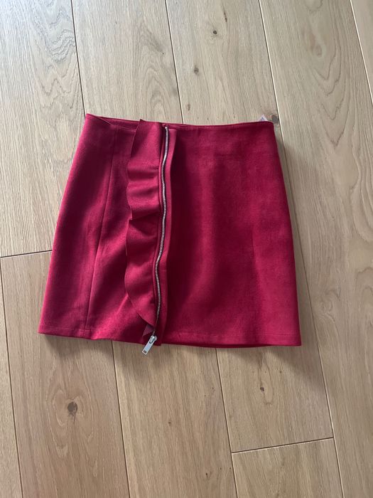 Spódniczka Bershka M zamsz czerwień