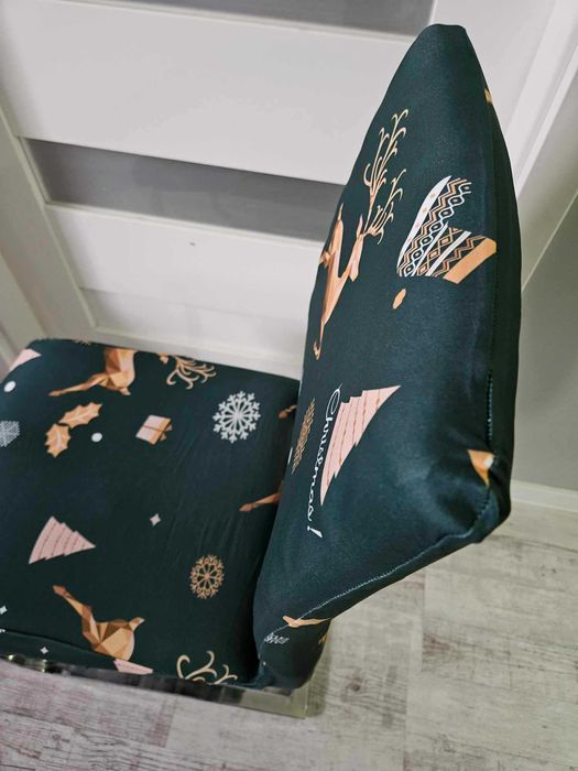 Świąteczne pokrowce na krzesła elastyczne 4 sztuki zielone święta