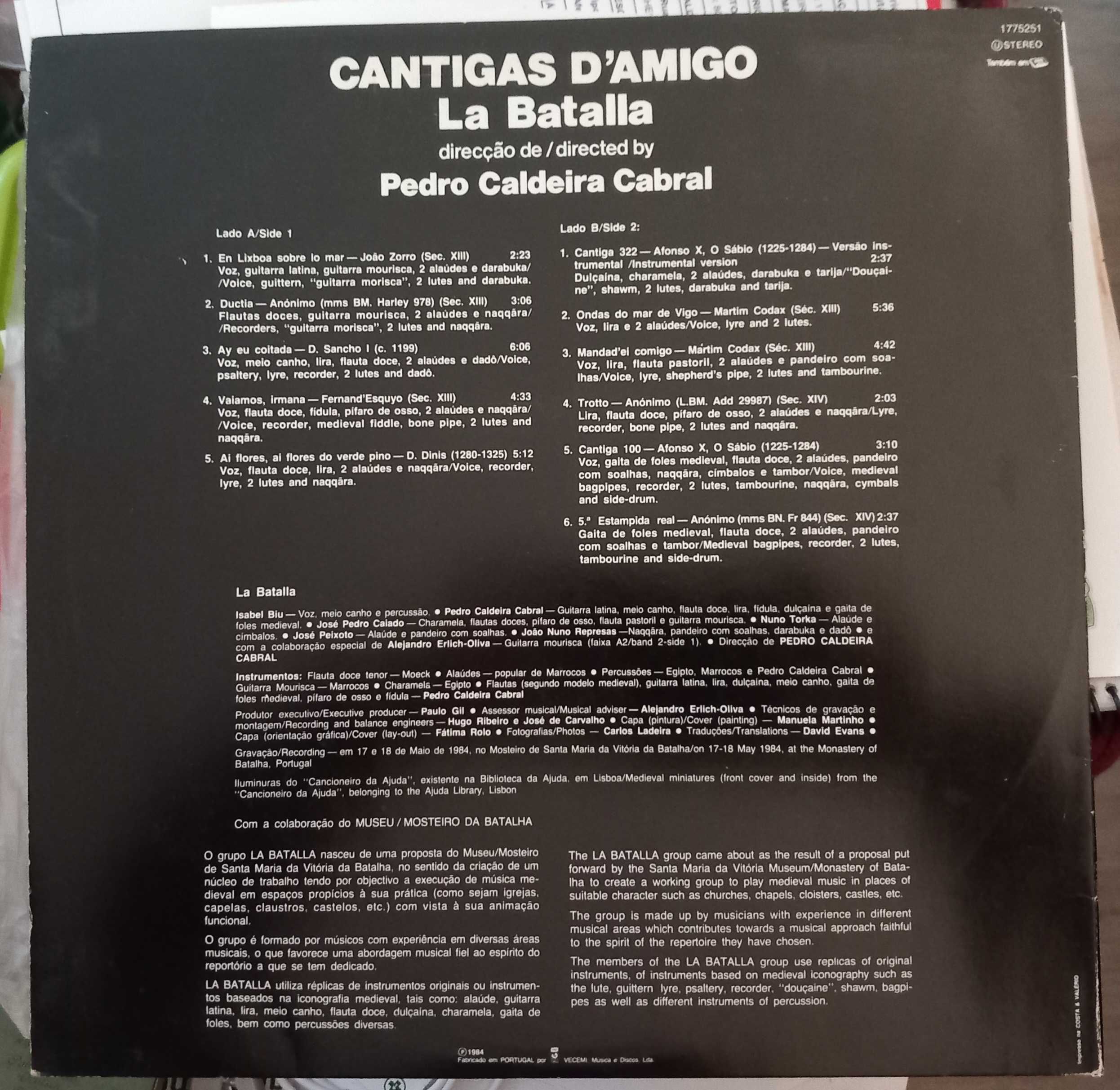 LP Vinil - Cantigas dAmigo - La Batalla de Pedro Caldeira Cabral