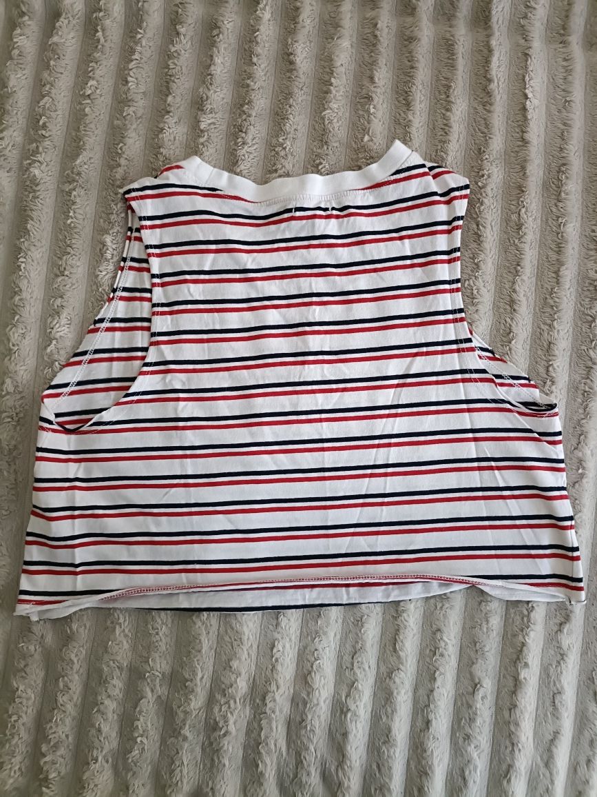 Fajny bawełniany crop top w paski rozm. M