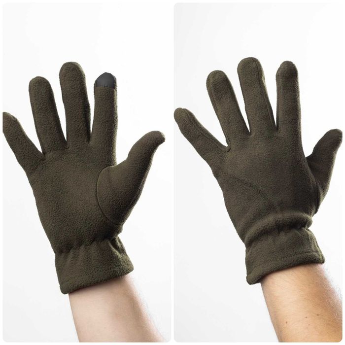 Тактичні військові флісові рукавиці одношарові олива / чорний