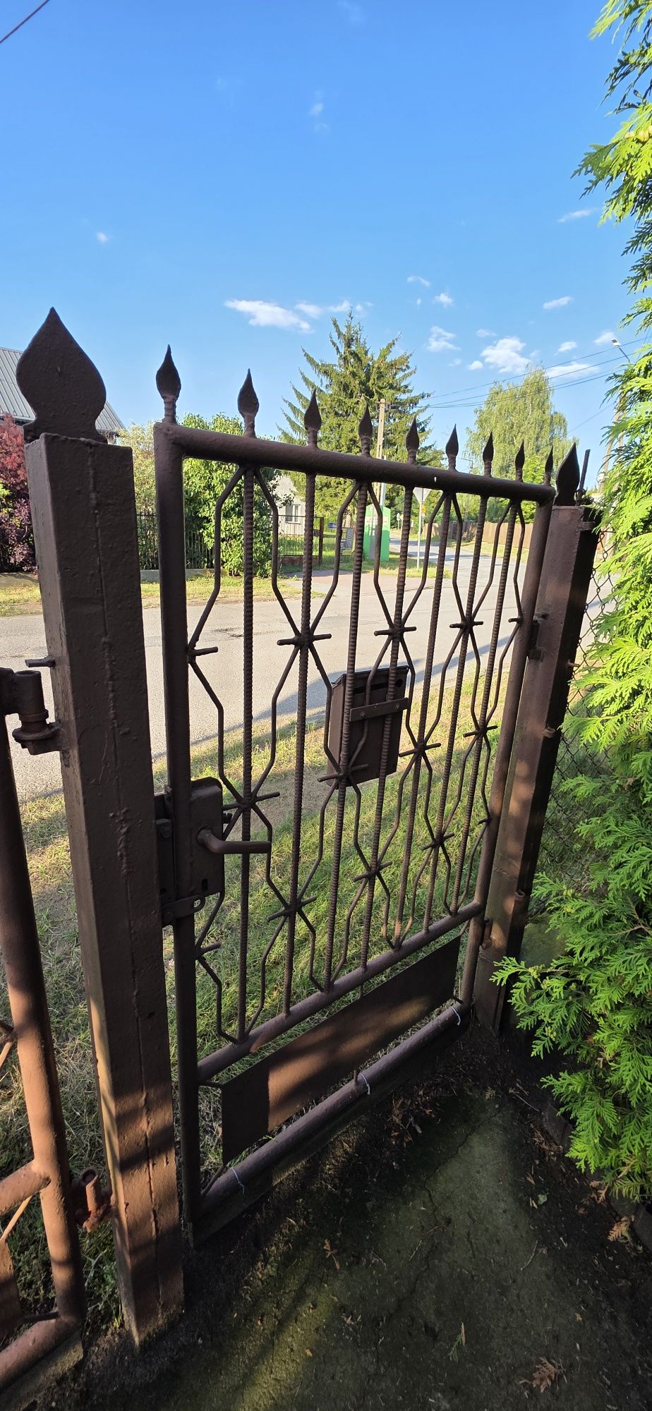 Brama wjazdowa dwuskrzydłowa wraz z furtką, oraz słupkami