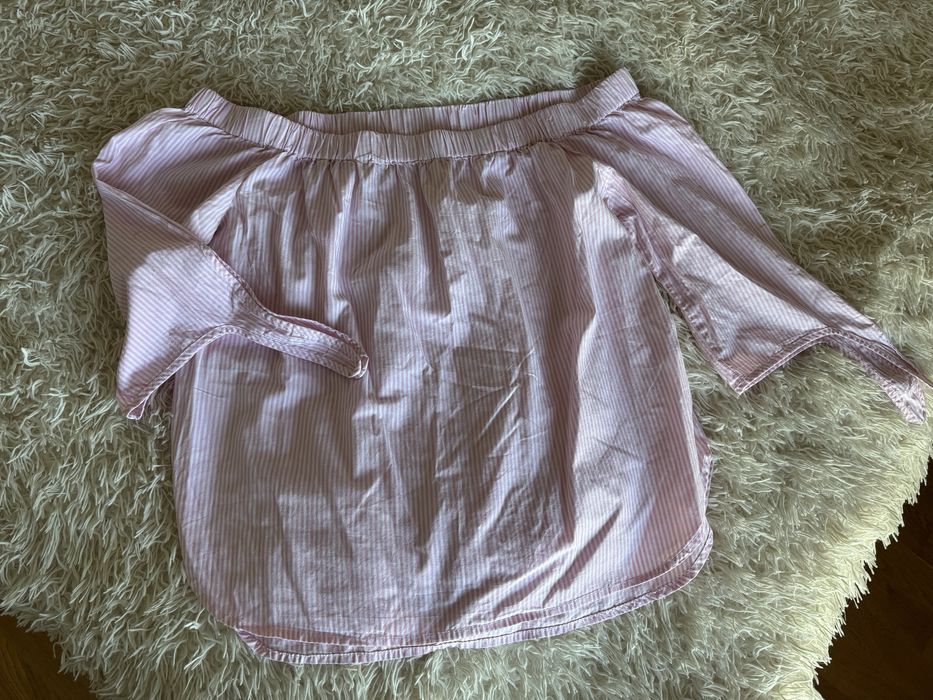 Bluzka hiszpanka sinsay L biała w różowe paski