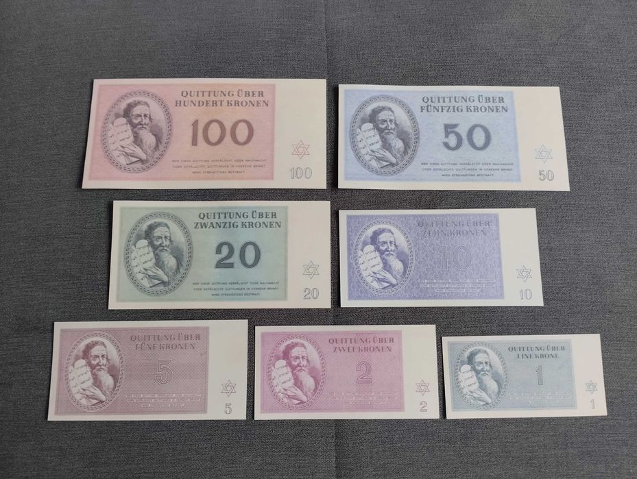 GETTO ŁÓDŹ zestaw 7 banknotów 1940 rok