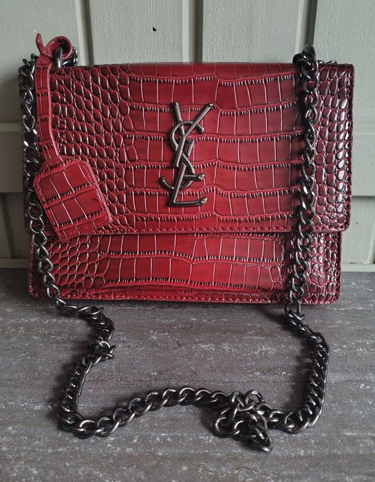 nowa damska torebka na łańcuszku  burgundowa jak YSL