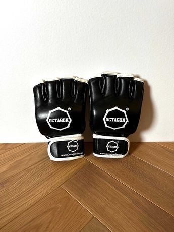 NOWE! Rękawice MMA grapplingowe OCTAGON czarny + biały rozmiar L