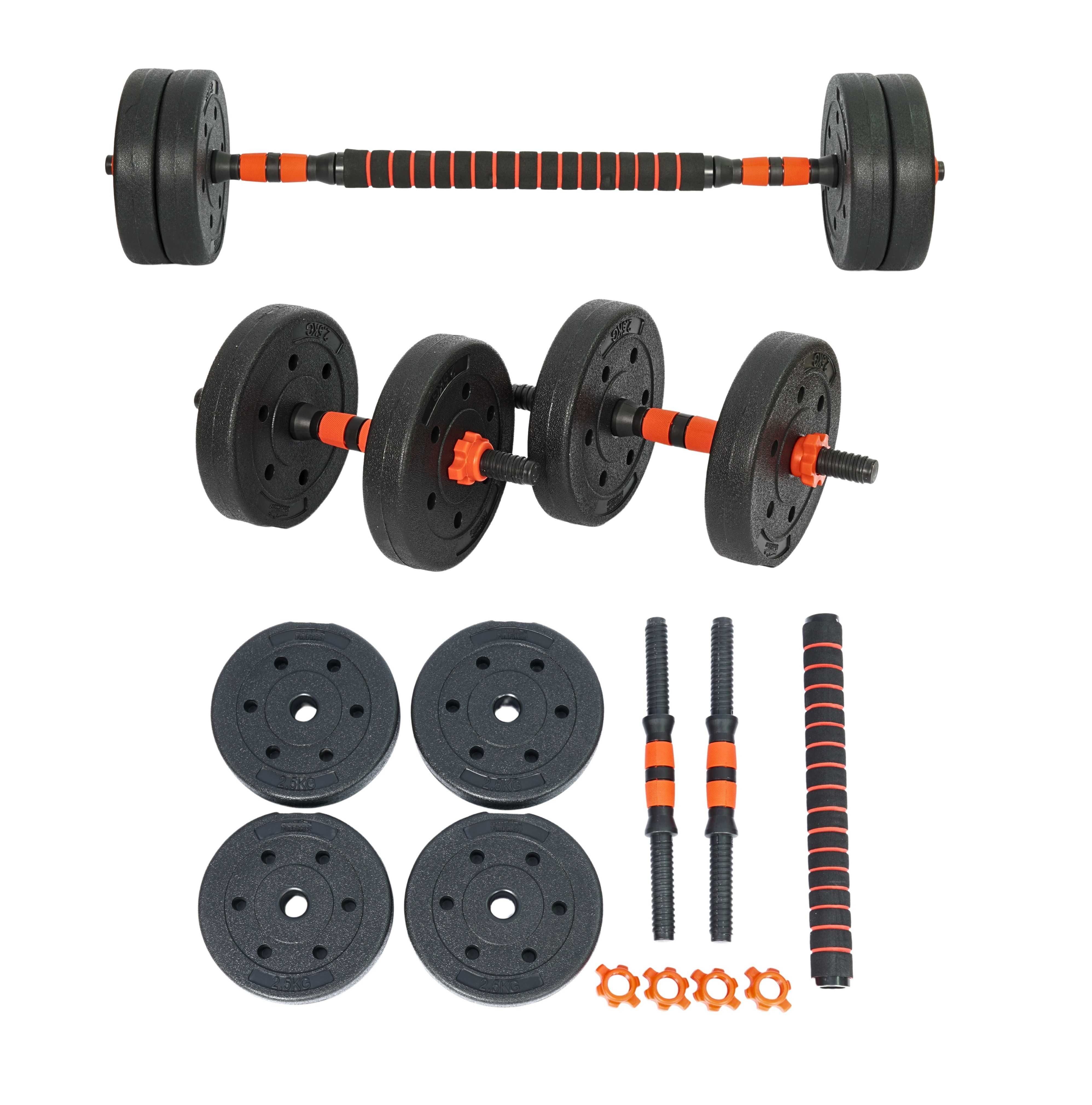 Zestaw: sztanga regulowana 10kg, ketllebell 6kg, hantle 2x2kg,