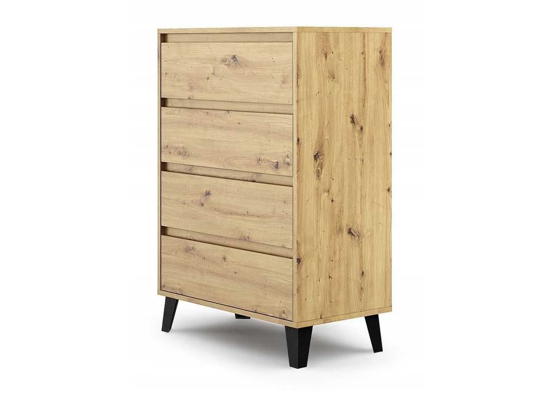 KOMODA 4 SZUFLADY Scandi 70x39x99,5cm dąb artisan Salonu Sypialni Nowa