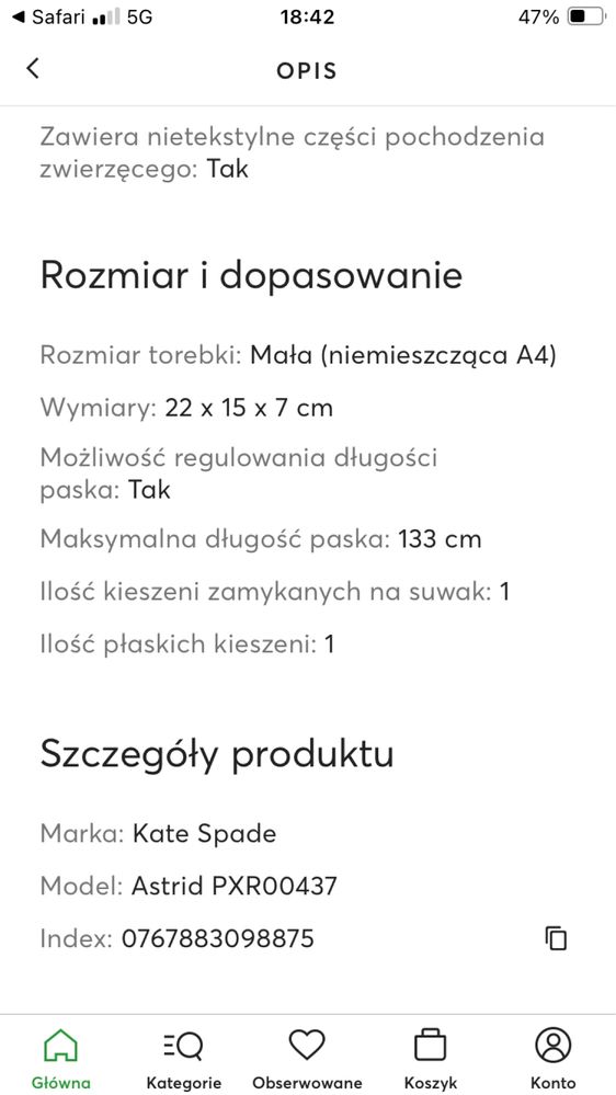 Torebka listonoszka Kate Spade czarna