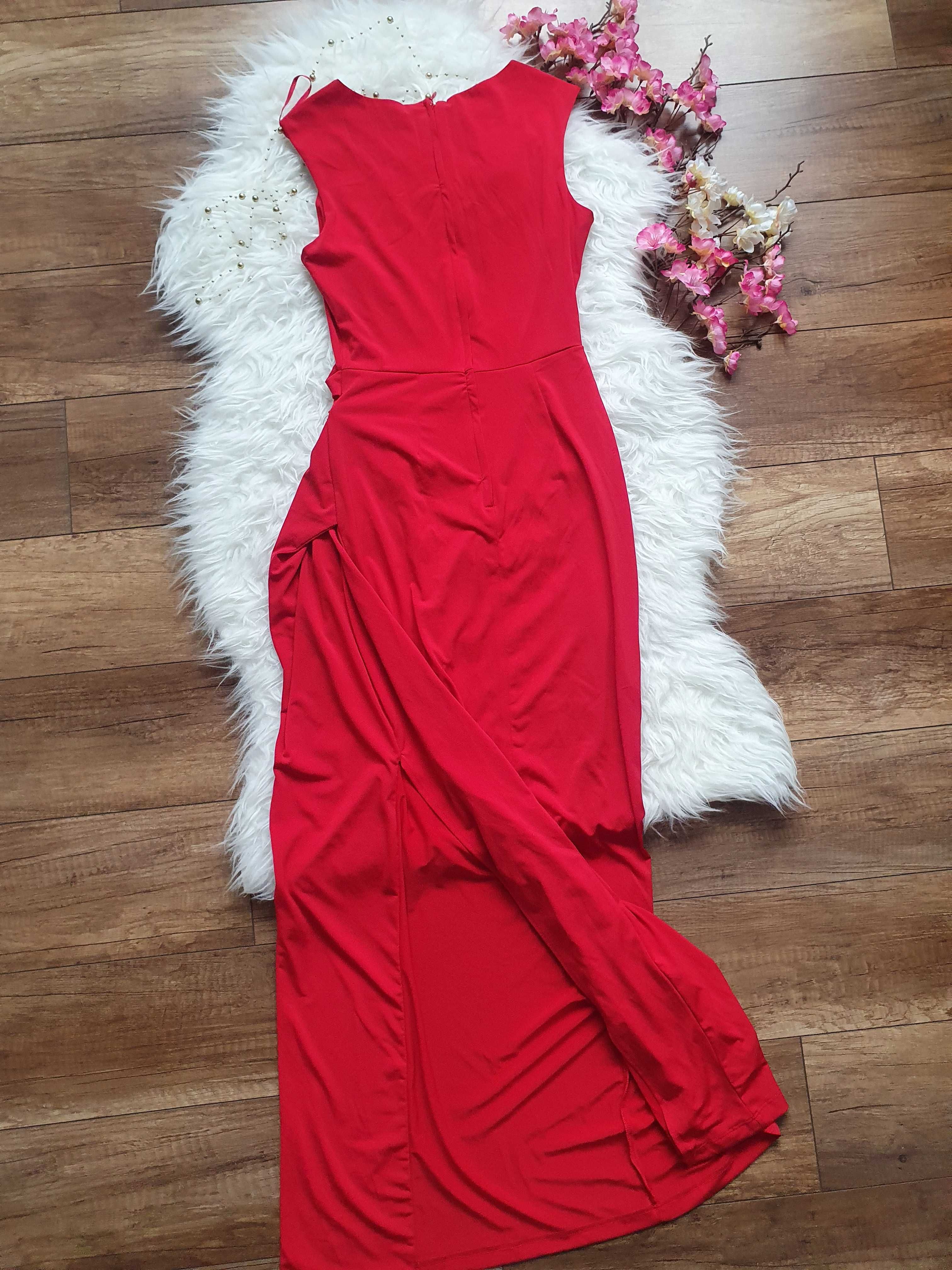 XA137 orsay sukienka maxi długa tall czerwona S wieczorowa