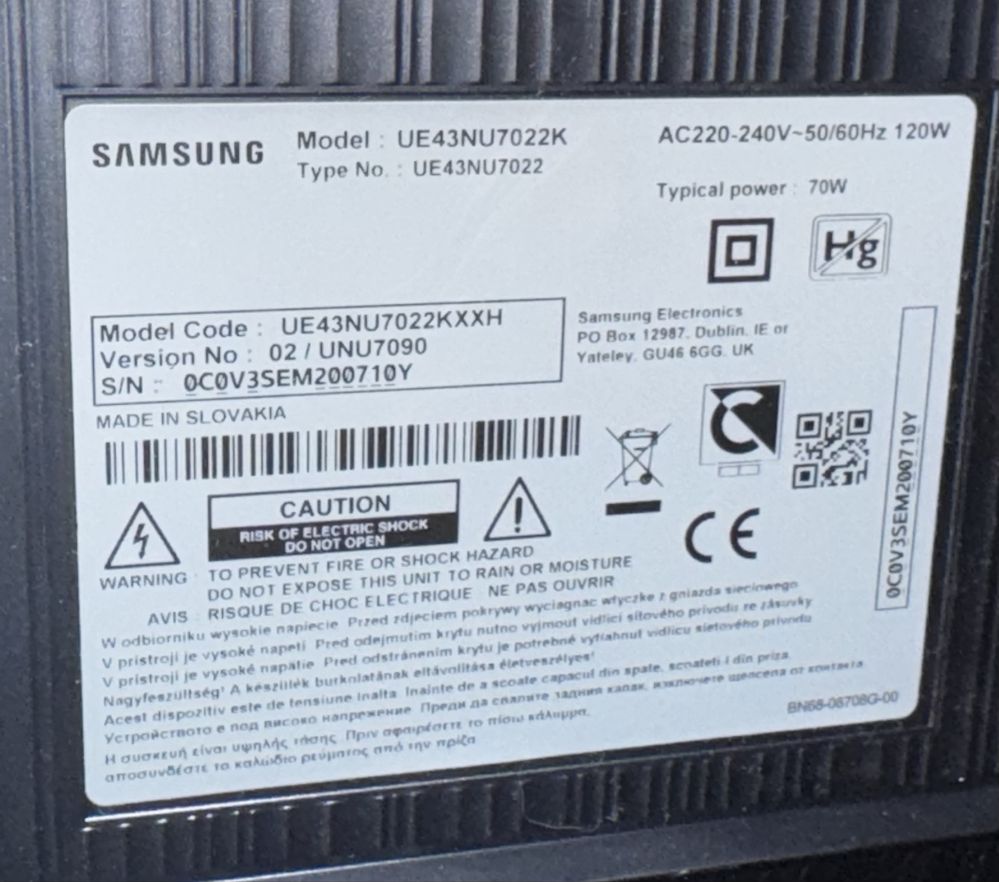Telewizor Samsung Smart 43 cale UE43NU7022K