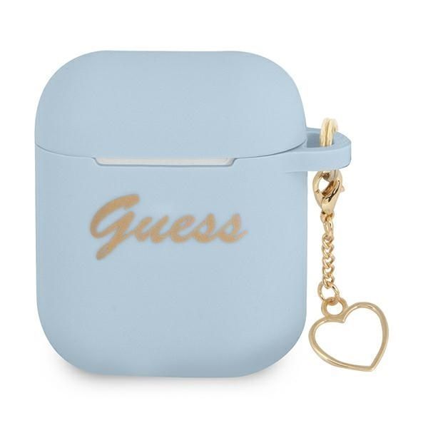 Etui Guess Silicone Charm Heart do Apple AirPods 1/2 - Niebieskie