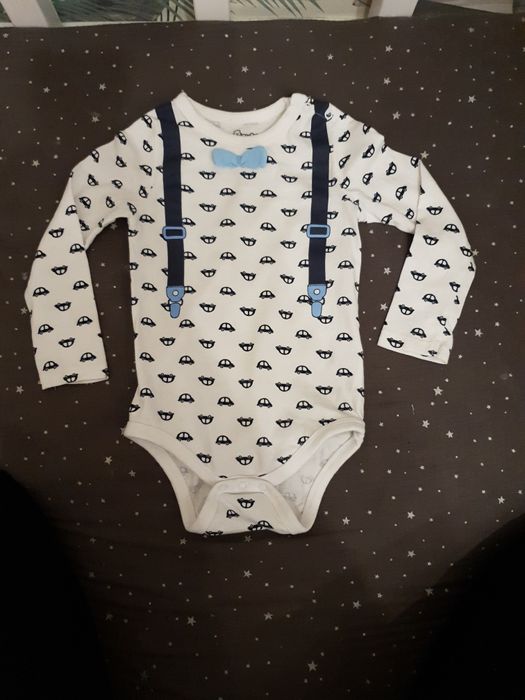 Body 92 szelki niemowlęce eleganckie z muszką chrzest urodziny długi