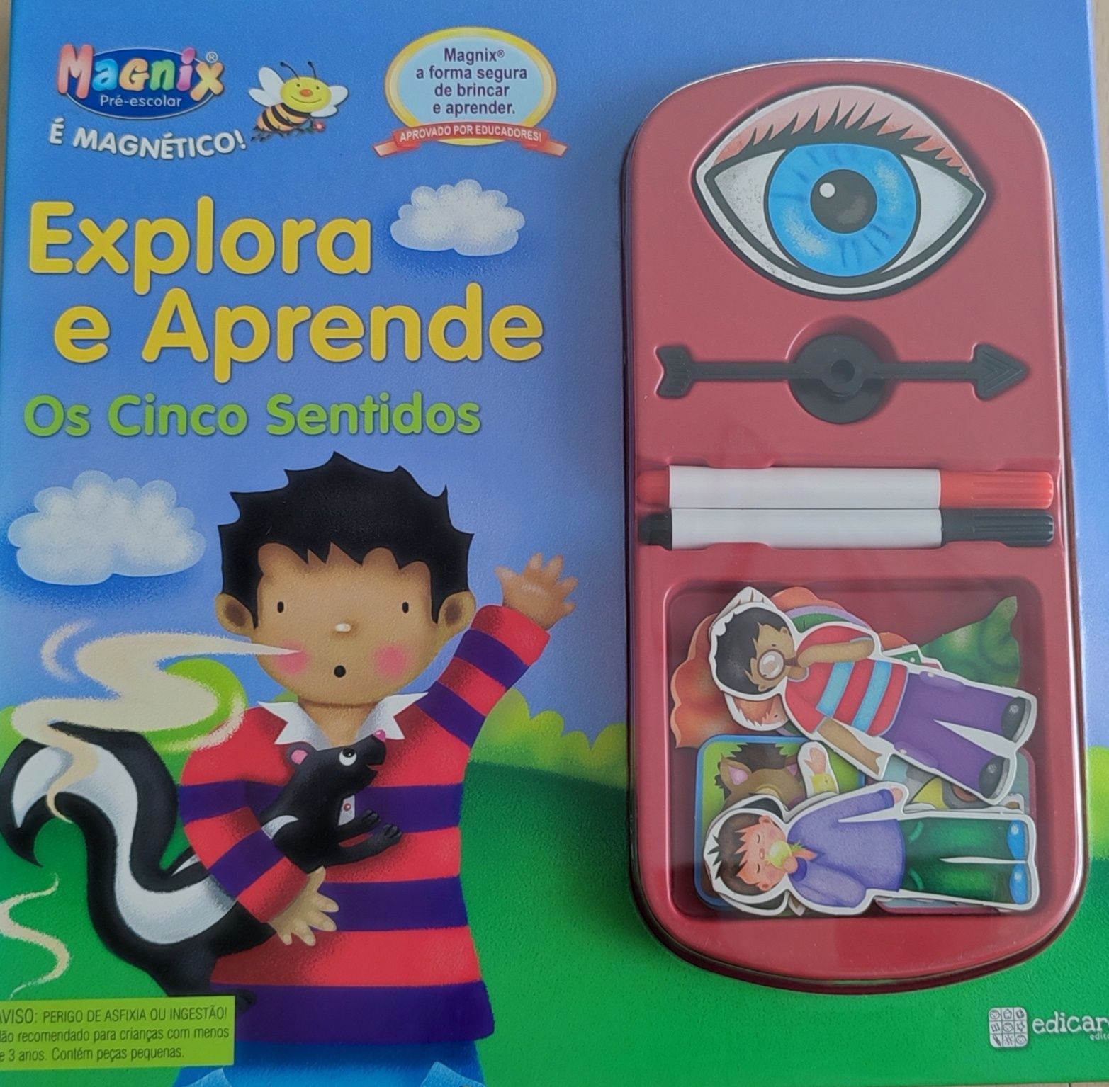 Livro "Explora e aprende - os cinco sentidos". - com ímans