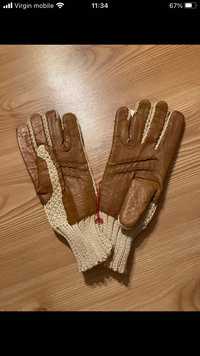 Modne rękawiczki zimowe w rozmiarze 7,5 100% bawełna, skóra