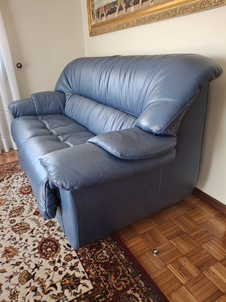 Sofás Pele Vintage Azul