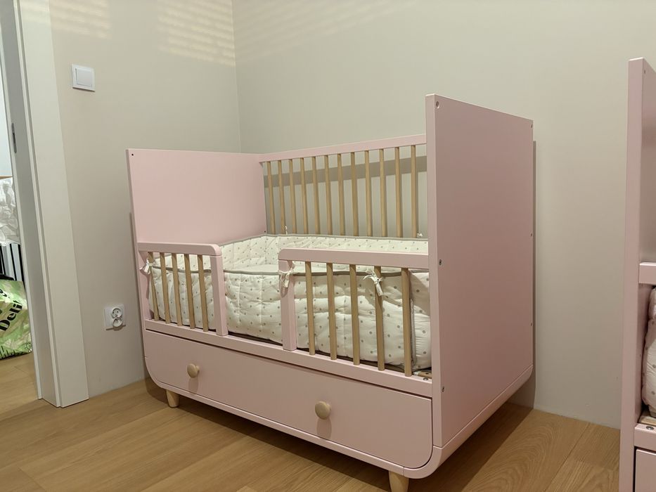 2 Łóżeczka  ikea myllra rozowe, materac gratis