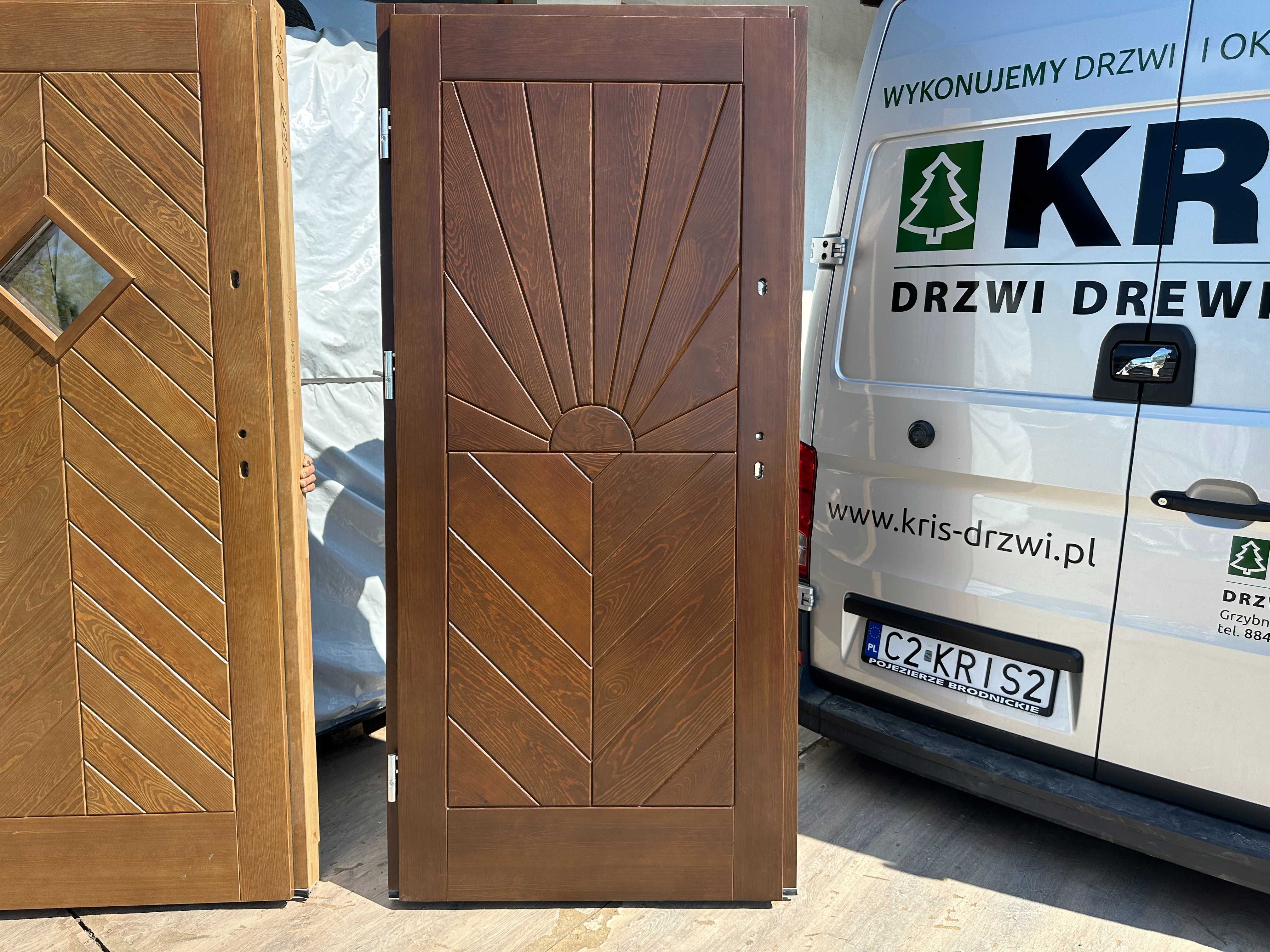 Drzwi zewnętrzne drewniane góralskie GRUBE 75 MM CAŁA POLSKA