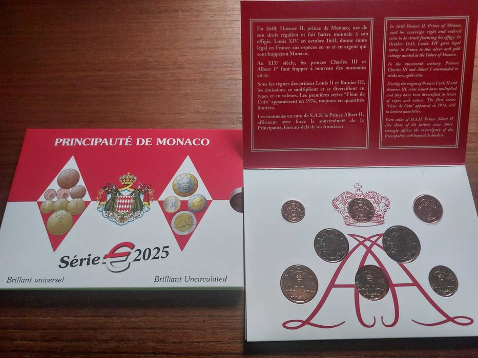 Mónaco 2025 Set Oficial BNC - 8 moedas não circuladas