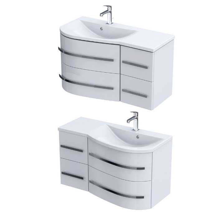 Szafka łazienkowa ORiSTO z umywalką 91cm, biała w połysku, lewa/prawa