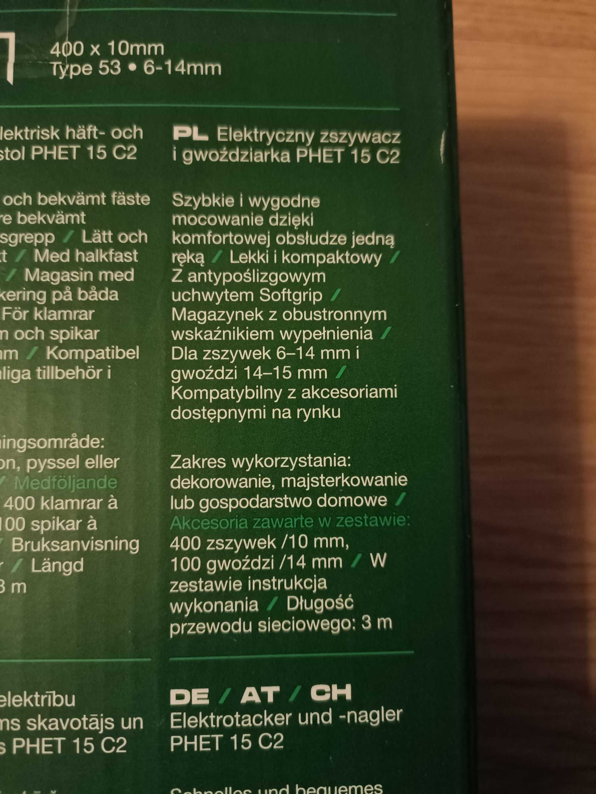 Zszywacz gwoździarka PARKSIDE PHET 15C2 elektryczny taker sieciowy