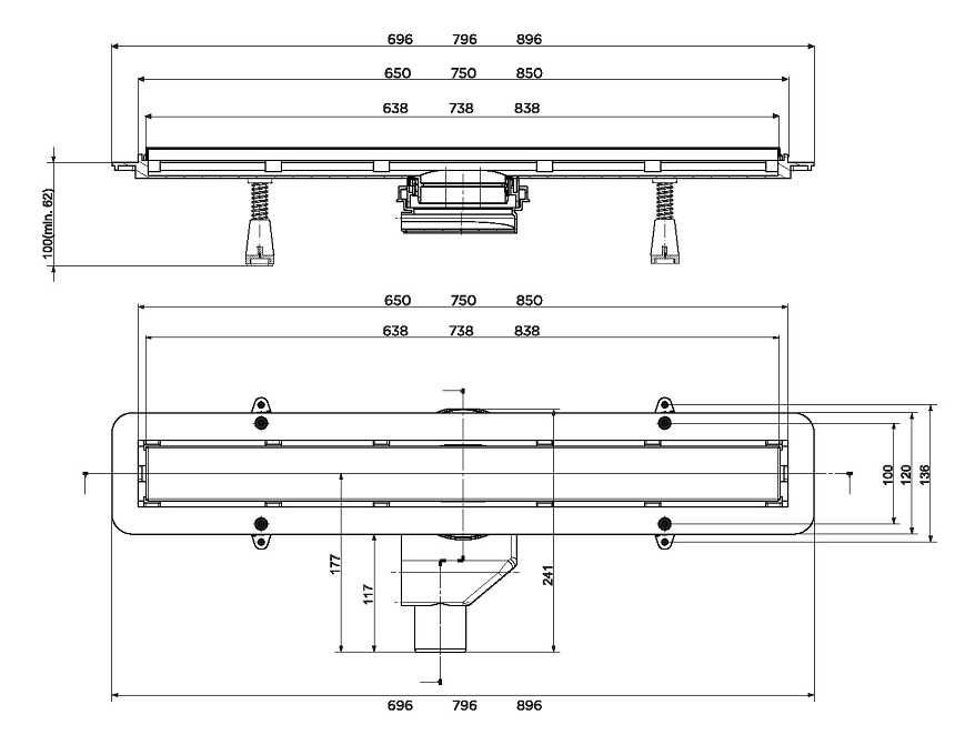 Odpływ prysznicowy liniowy BRAVAT Seamless 2 IN 1 Steel DRAIN 65 syfon