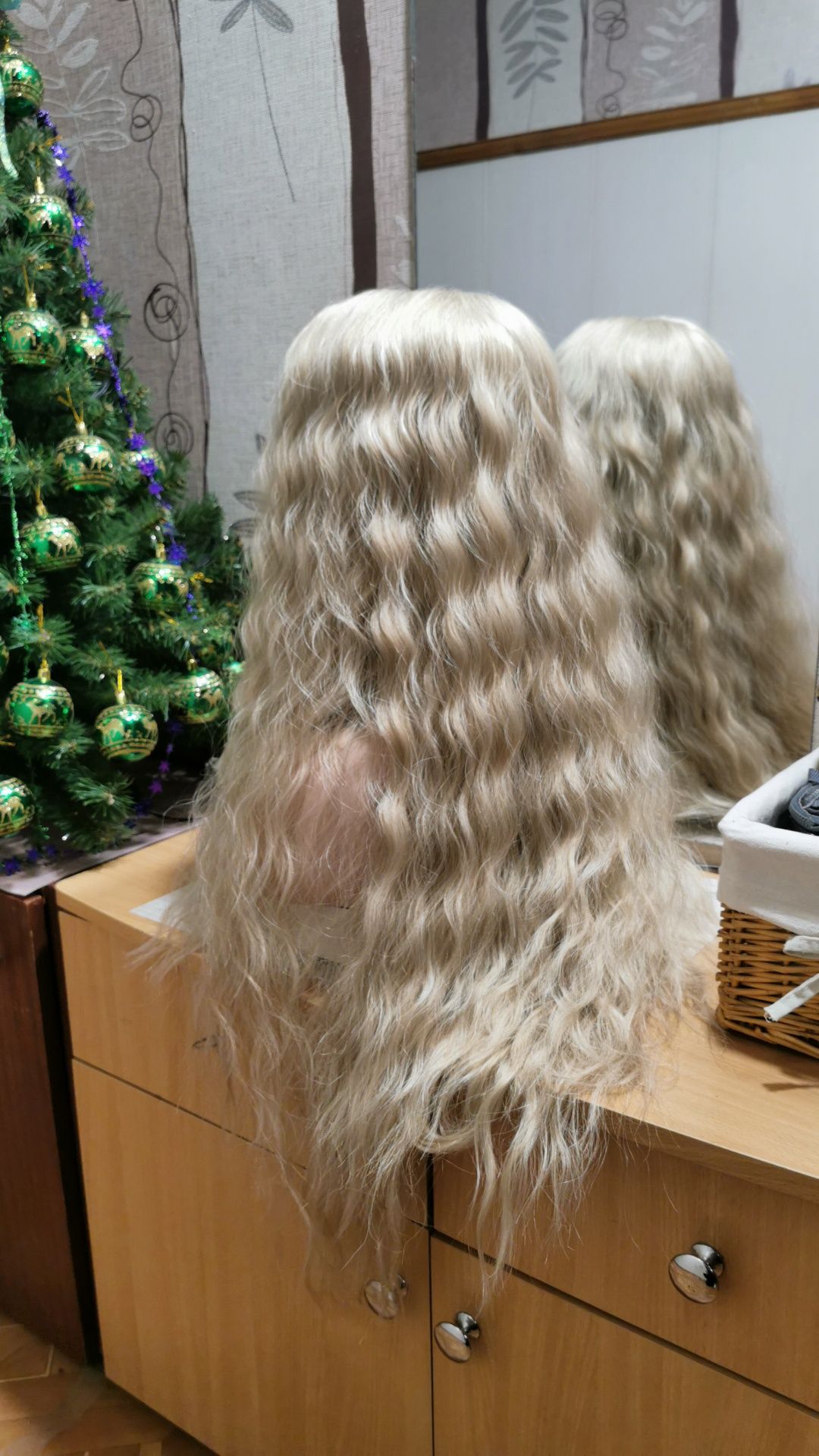 Платиновий блонд перука супер Преміум термо волосся.