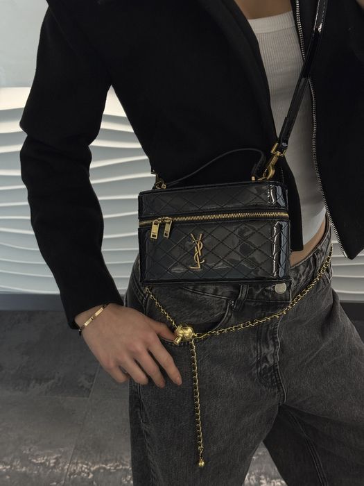 Сумка YSL Yves Saint Laurent шкіра | бургунді та чорна