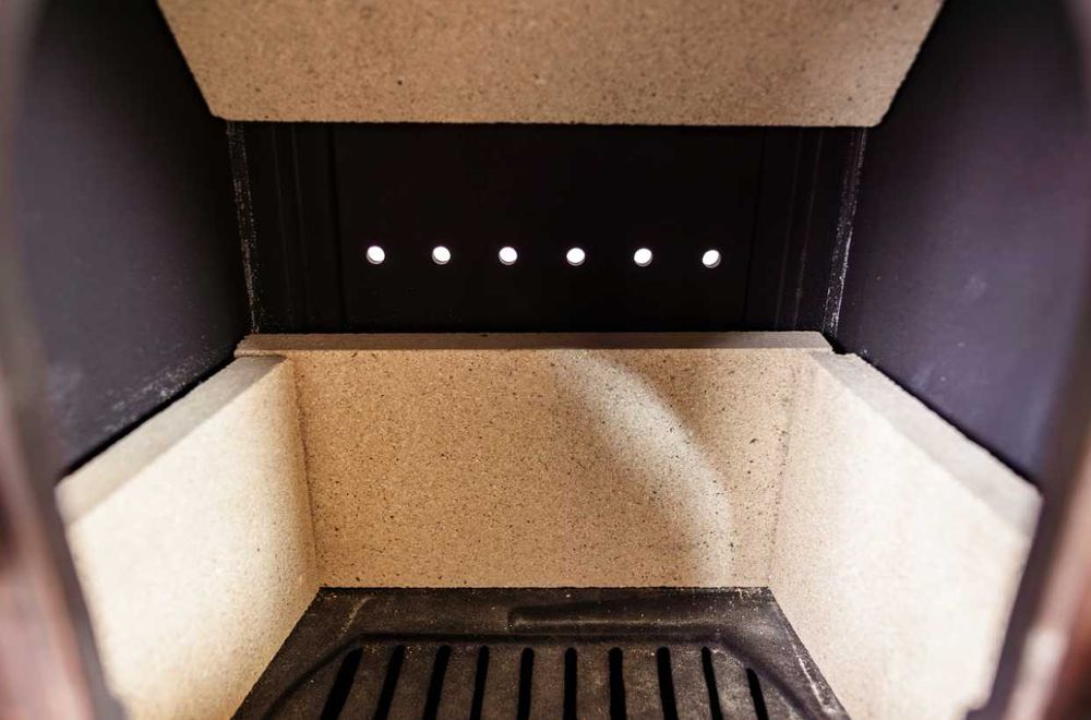 Stylowy PIEC ŻELIWNY wolnostojący KOMINEK 9 kW INGRID ZŁOTY 2 ściany