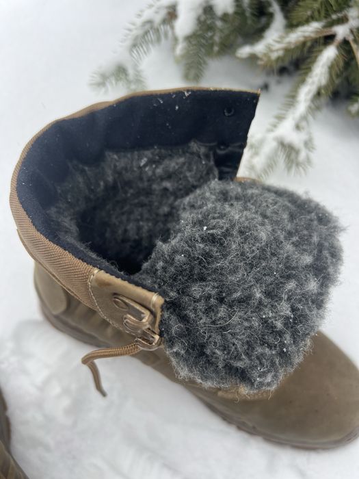 Зимові берці з хутром / натуральна шкіра / койот / є опт /Берцы зимние