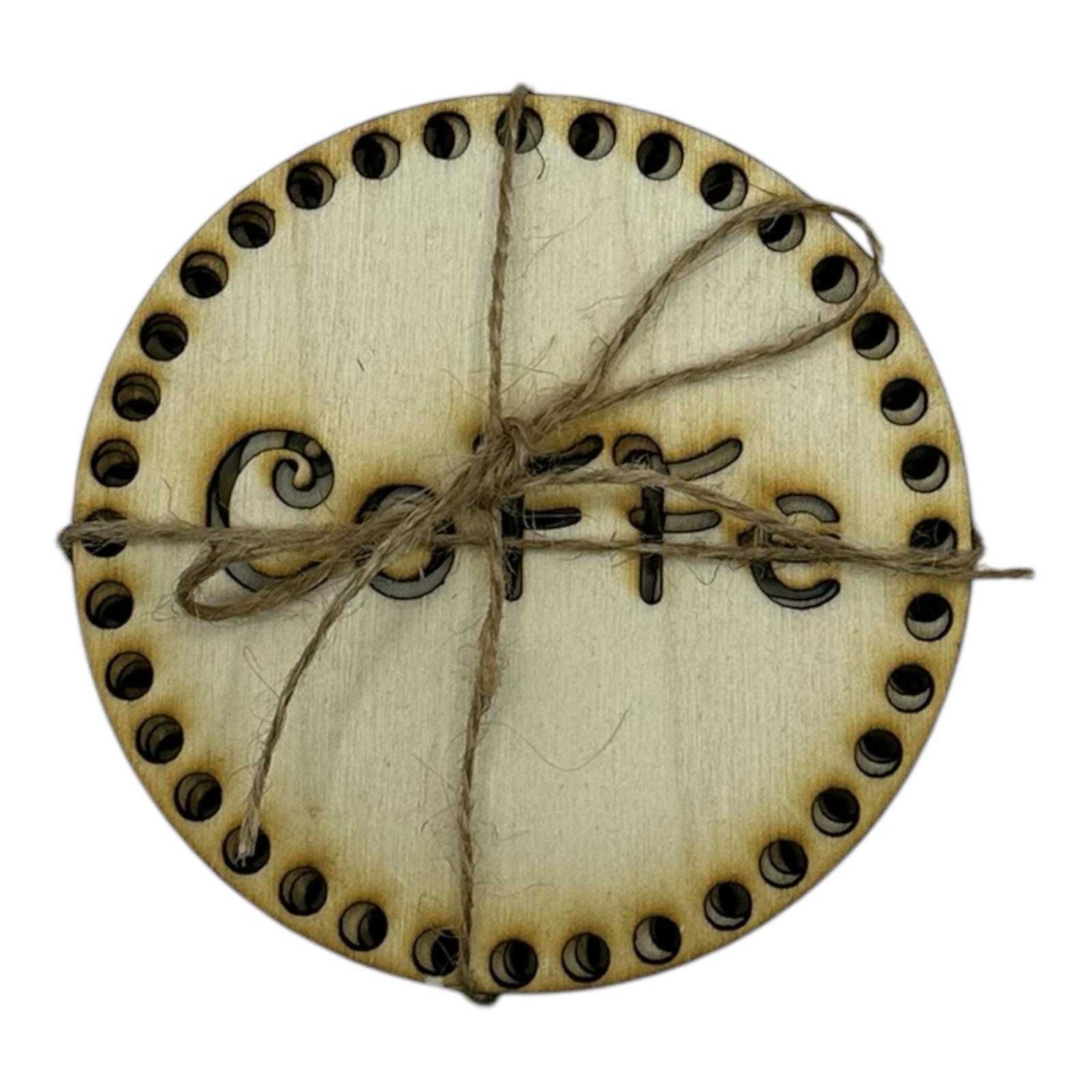 Drewniane podkładki pod kubek Coffe podstawki 4+1 na stół