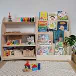 Zestaw Biblioteczka Montessori + regał na zabawki