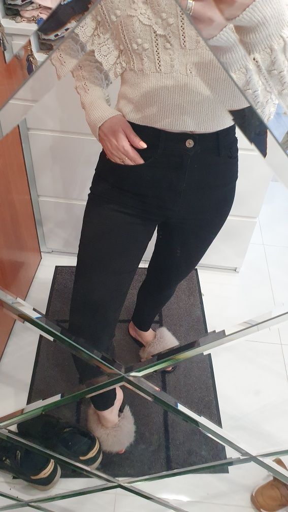 Czarne spodnie Zara 36 skinny