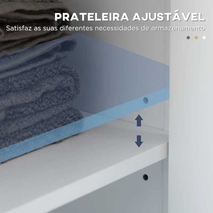 Kleankin Armário Coluna Casa de Banho com 2 Portas de Vidro