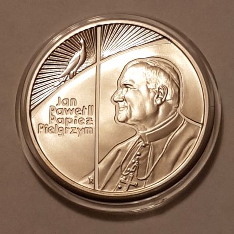 Moneta srebrna 10zł- Jan Paweł II Papierz Pielgrzym