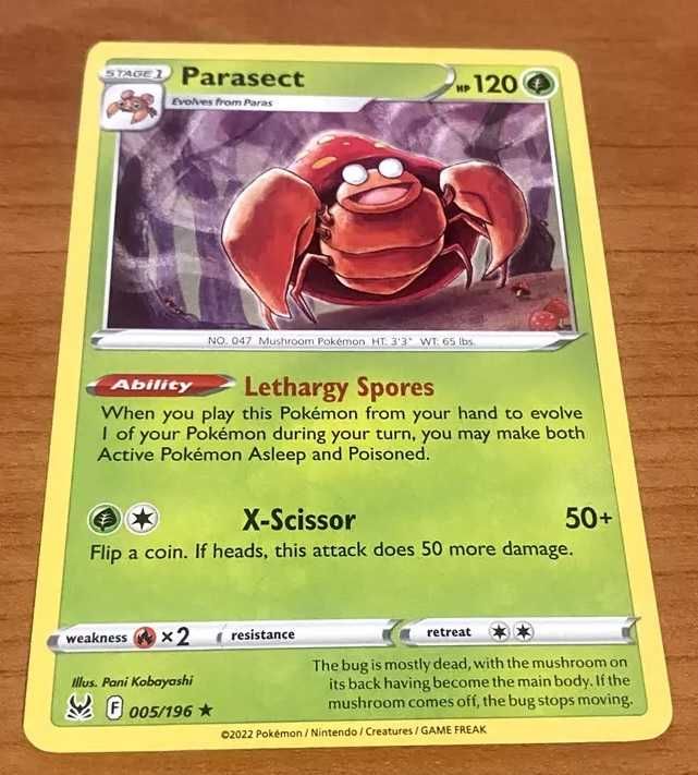 Pokemon TCG Lost Origin PARASECT carta Rara 005/196