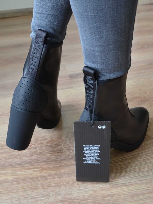 Czarne botki na słupku 38 skóra naturalna Alexander Wang