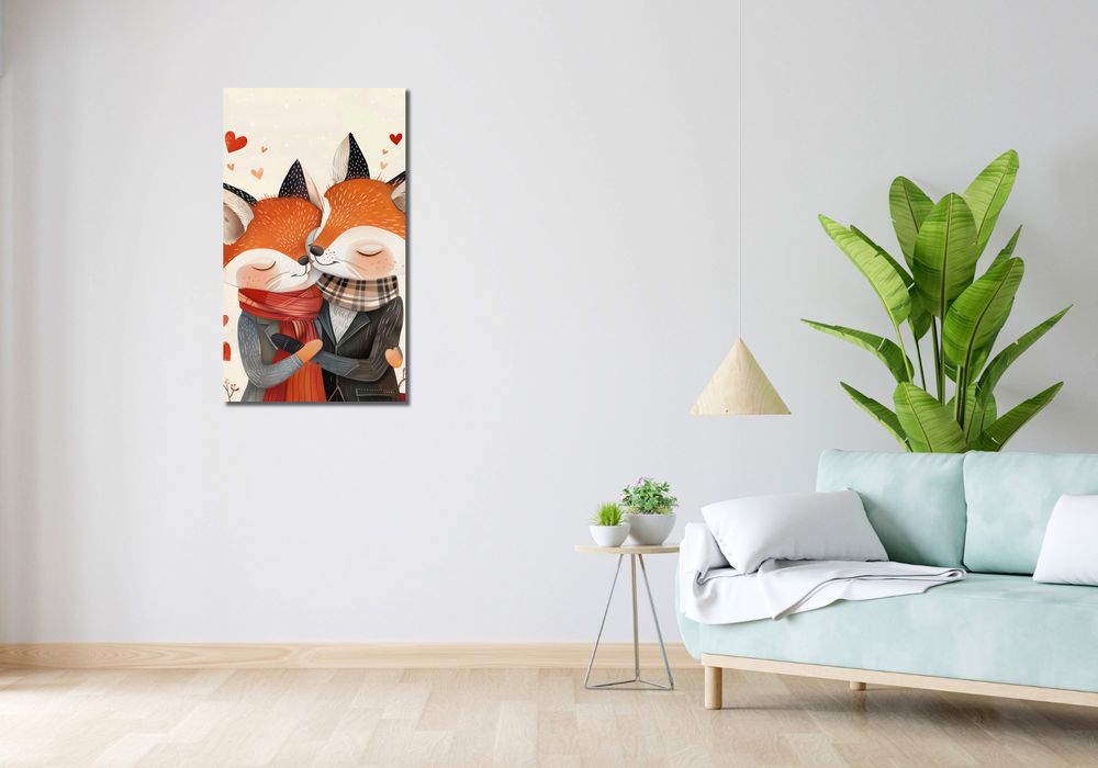 Obraz 50x90cm Dwójka Zakochanych Lisków