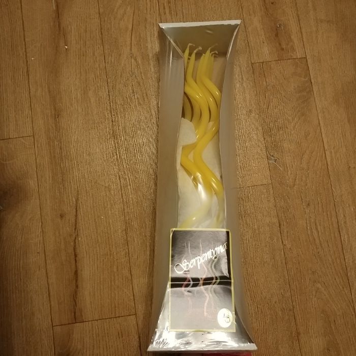 Свечи желтые винтообразные ( спираль) 40 см, Adpal, Польша , 10 шт