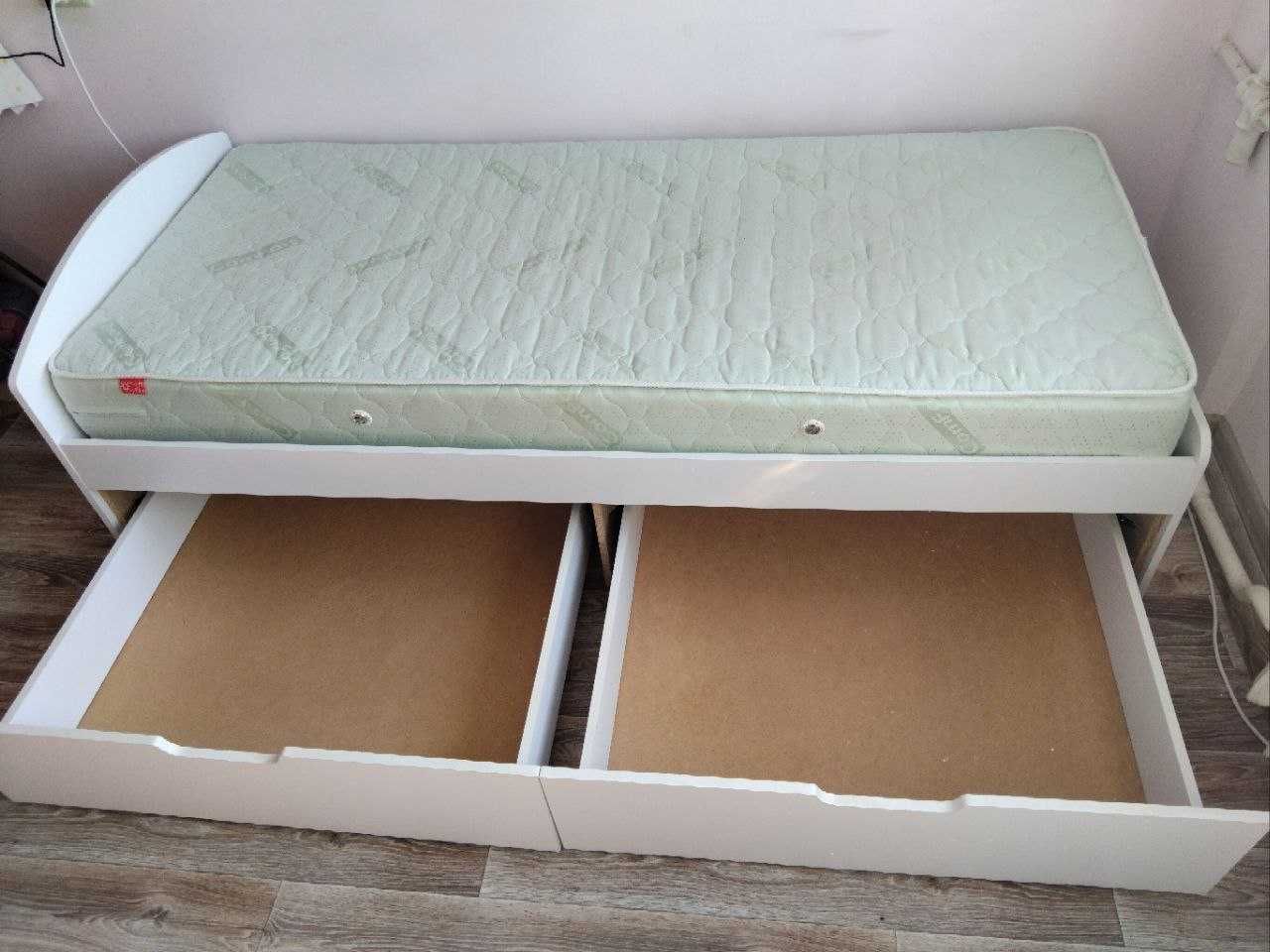Ліжко Компаніт 90х200 з висувними шухлядами білий