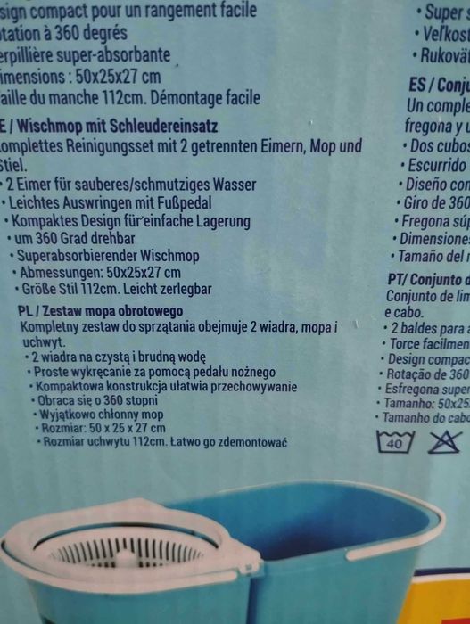Zestaw Mopa Obrotowego 50 x25 x27cm