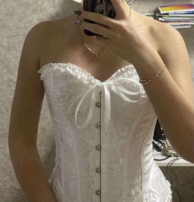 Корсет з білим мереживом, корсет, білий корсет, корсет на свята