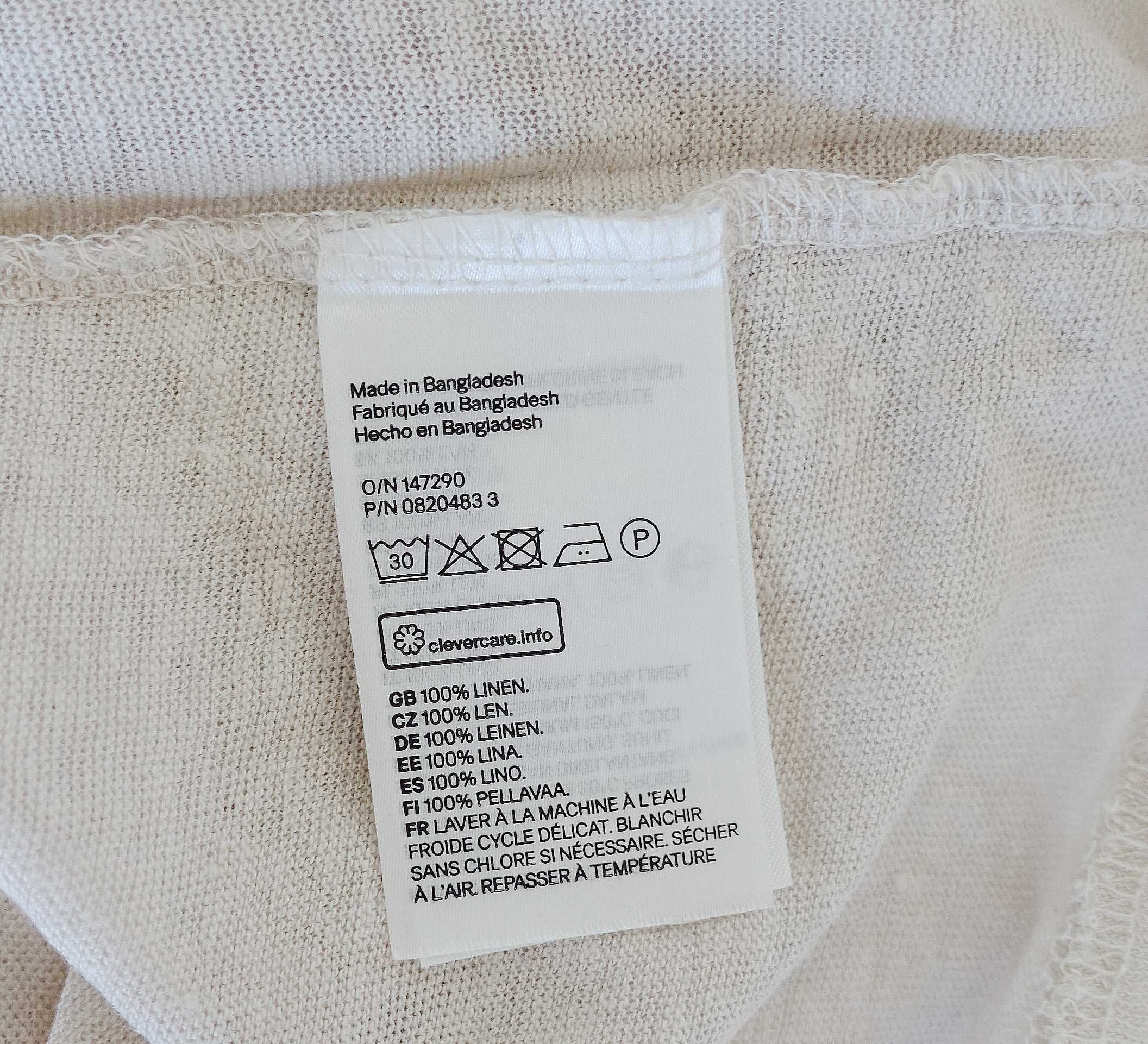 h&m beżowa koszulka top len XXXL/56 nowa