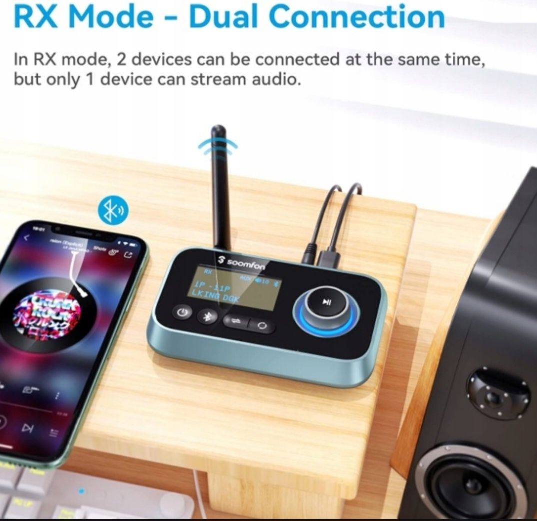 SOOMFON Adapter Audio Bluetooth 5.0  RX TX LCD