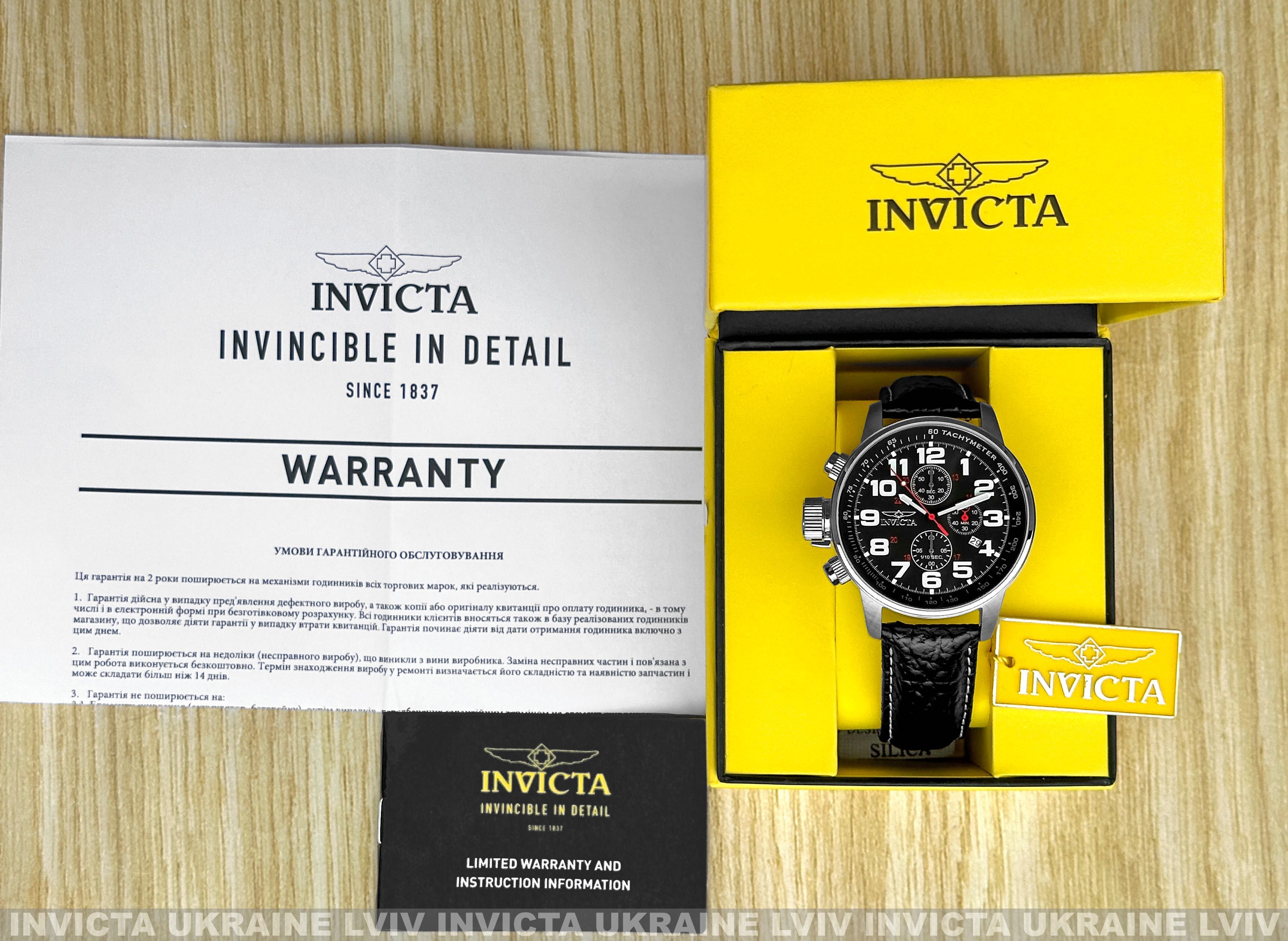 Мужские часы Invicta 2770 Aviator I - Force Black Leather 46 mm.