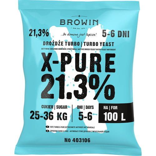 X-PURE  21,3%  drożdże gorzelnicze na 100L  10 sztuk