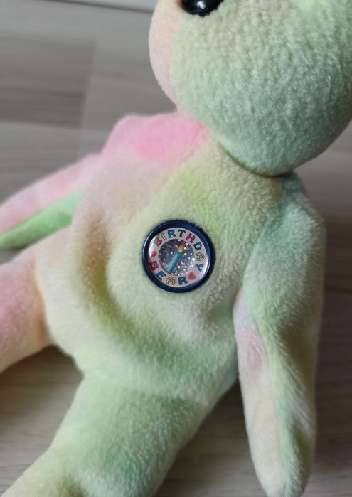 Ty Beanie Babies B.B. Bear 1999 Birthday Bear tęczowy miś maskotka 22c